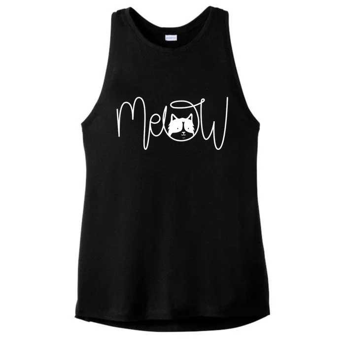 Meow Cat Calligraphy Ladies Tri-Blend Wicking Tank