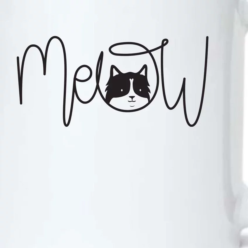 Meow Cat Calligraphy Black Color Changing Mug