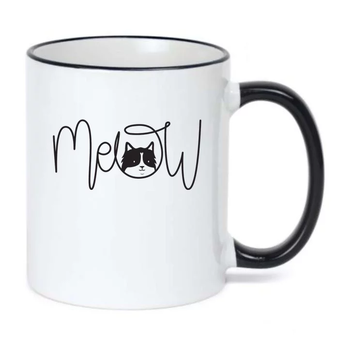 Meow Cat Calligraphy Black Color Changing Mug