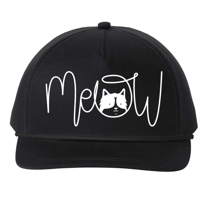 Meow Cat Calligraphy Snapback Five-Panel Rope Hat