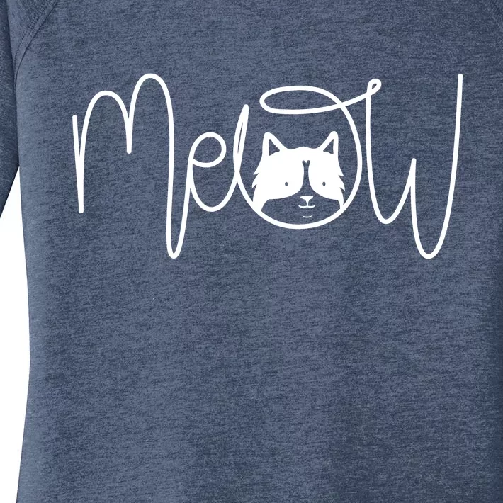 Meow Cat Calligraphy Women's Perfect Tri Tunic Long Sleeve Shirt