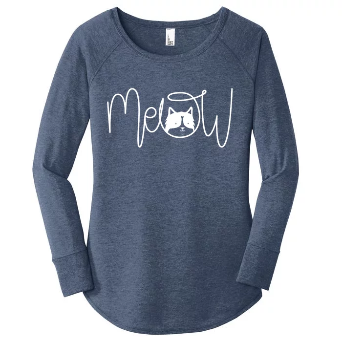 Meow Cat Calligraphy Women's Perfect Tri Tunic Long Sleeve Shirt