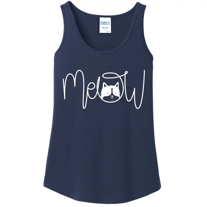 Meow Cat Calligraphy Ladies Essential Tank