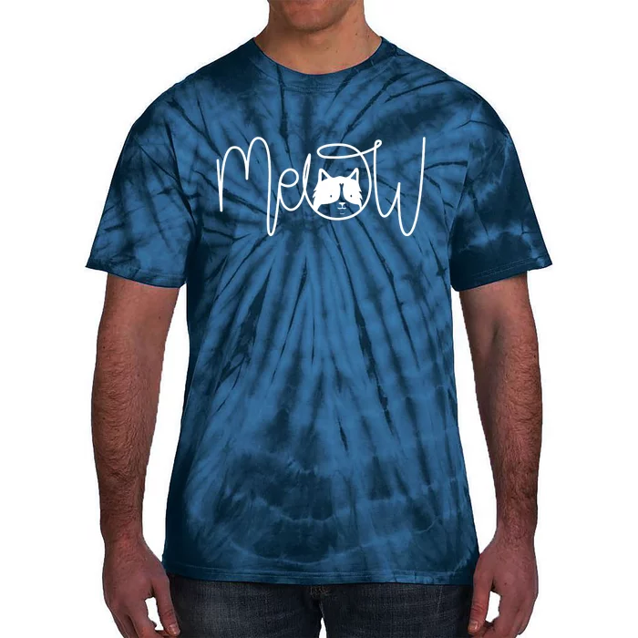 Meow Cat Calligraphy Tie-Dye T-Shirt