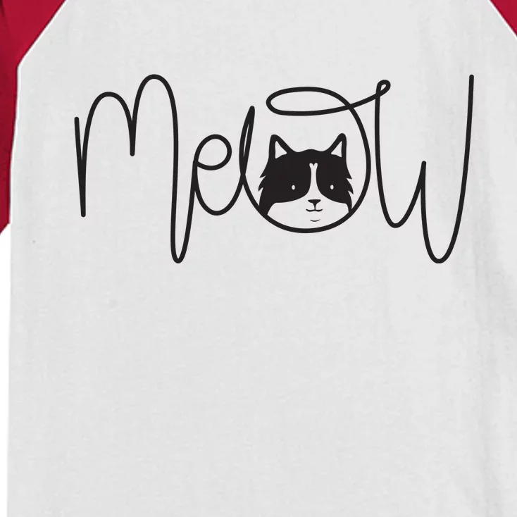 Meow Cat Calligraphy Kids Colorblock Raglan Jersey