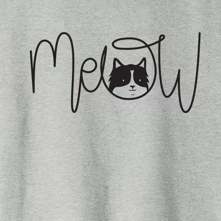 Meow Cat Calligraphy Women's Crop Top Tee