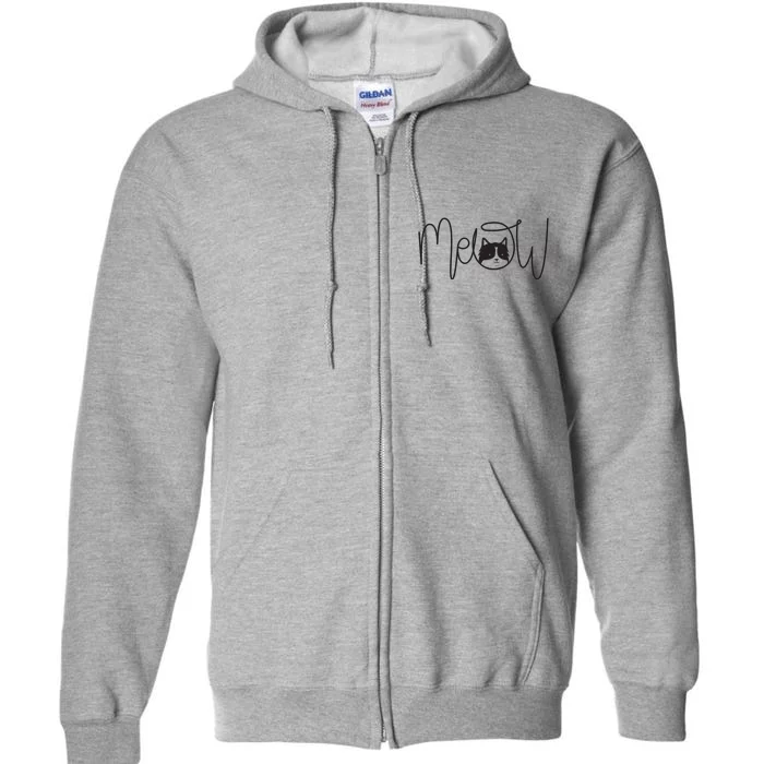 Meow Cat Calligraphy Full Zip Hoodie