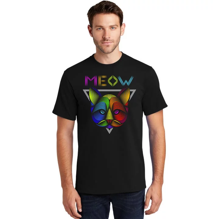 Meow Cat Neon Tall T-Shirt