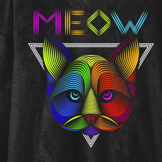 Meow Cat Neon Hooded Wearable Blanket