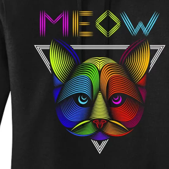 Meow Cat Neon Women's Pullover Hoodie