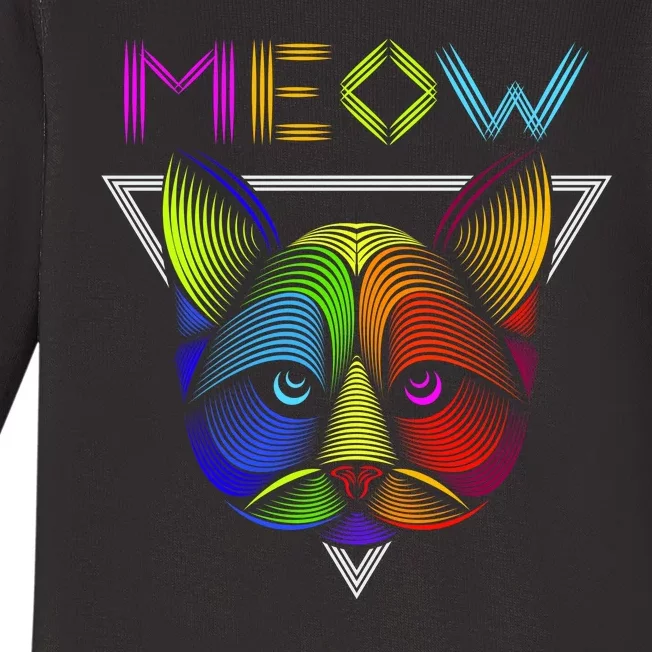 Meow Cat Neon Baby Long Sleeve Bodysuit