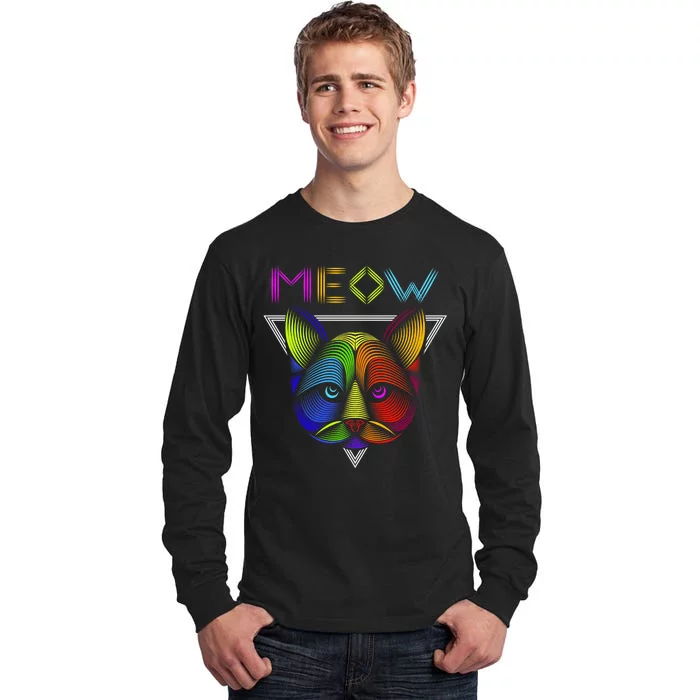 Meow Cat Neon Tall Long Sleeve T-Shirt