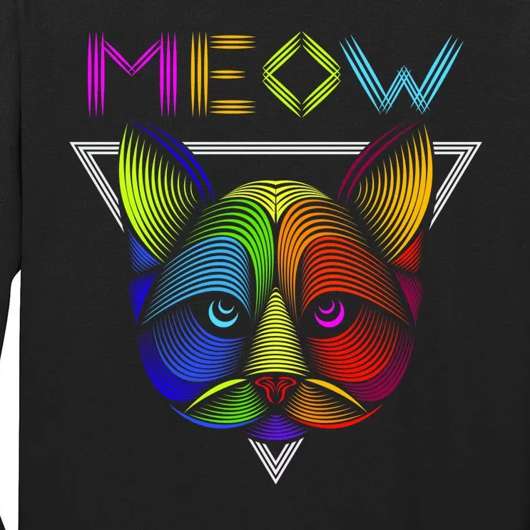 Meow Cat Neon Tall Long Sleeve T-Shirt