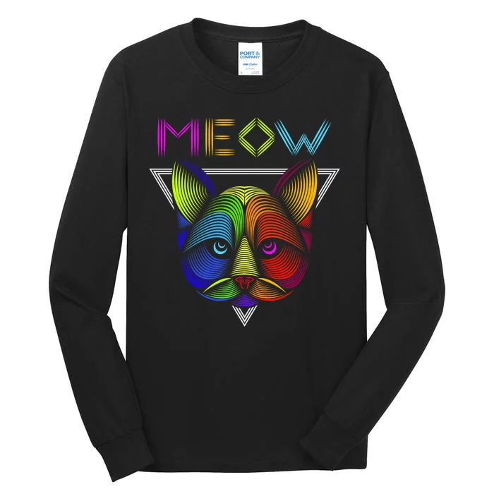 Meow Cat Neon Tall Long Sleeve T-Shirt