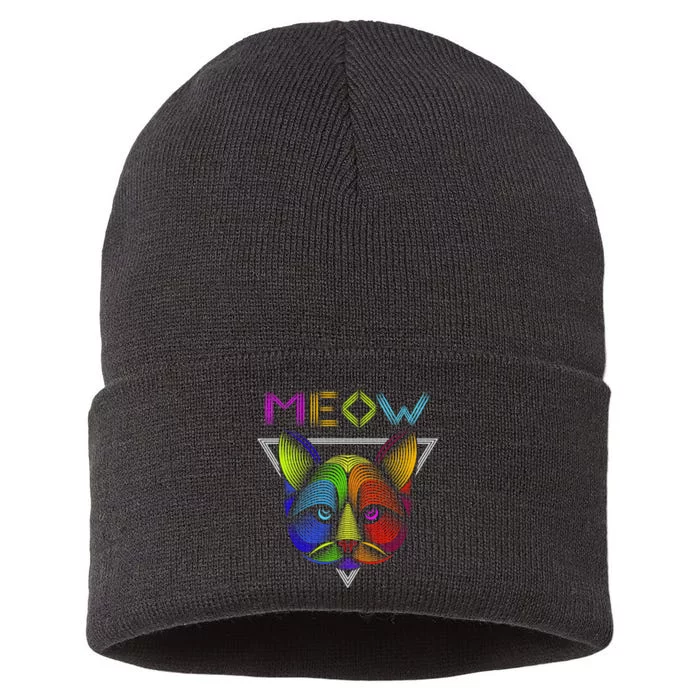 Meow Cat Neon Sustainable Knit Beanie