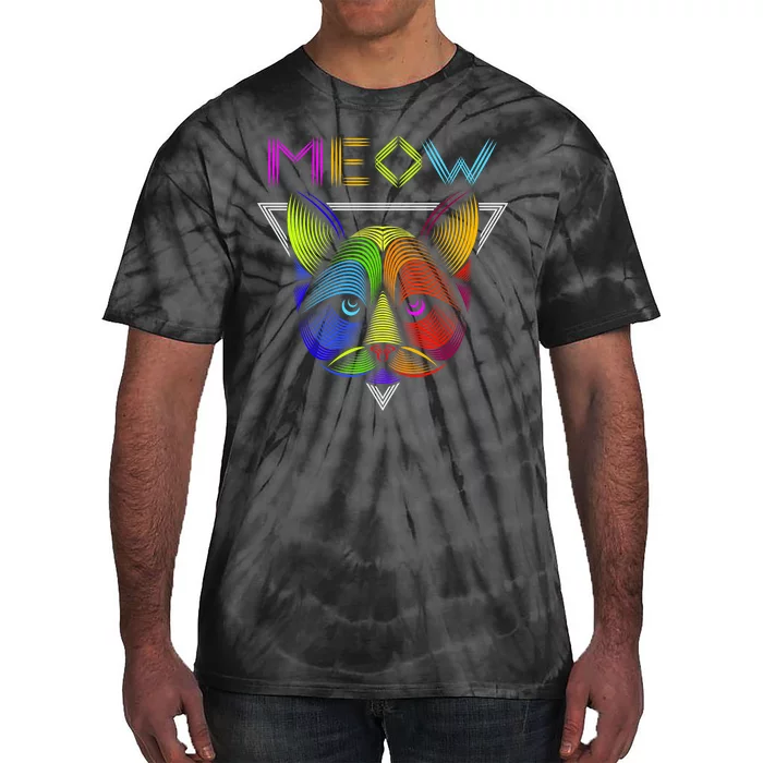 Meow Cat Neon Tie-Dye T-Shirt