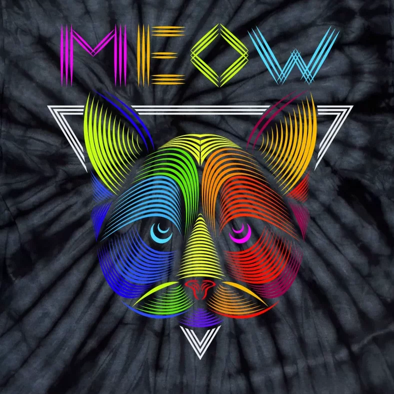 Meow Cat Neon Tie-Dye T-Shirt