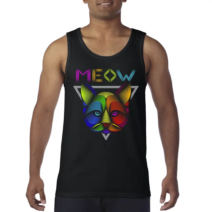 Meow Cat Neon Tank Top