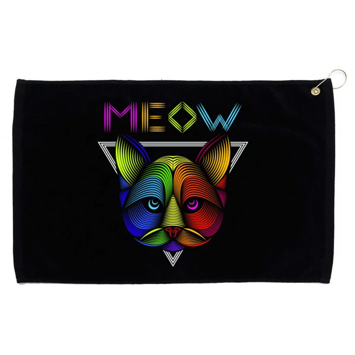 Meow Cat Neon Grommeted Golf Towel