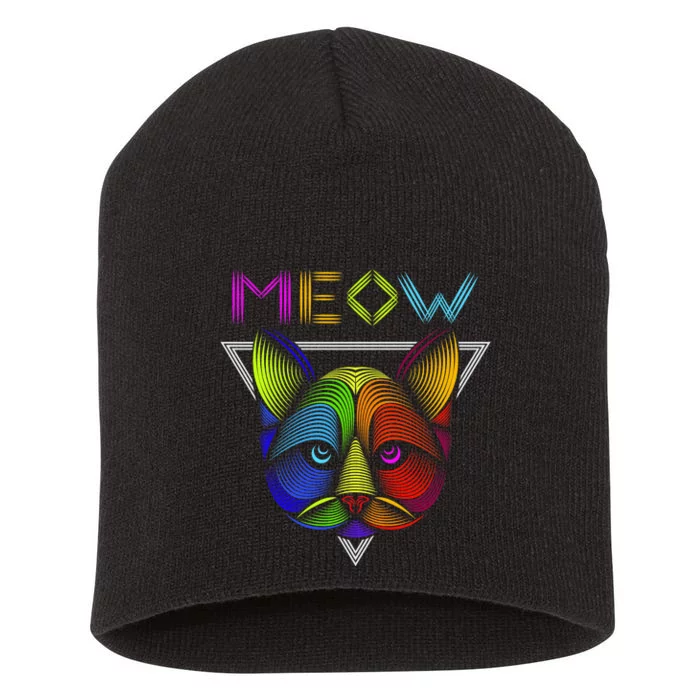 Meow Cat Neon Short Acrylic Beanie