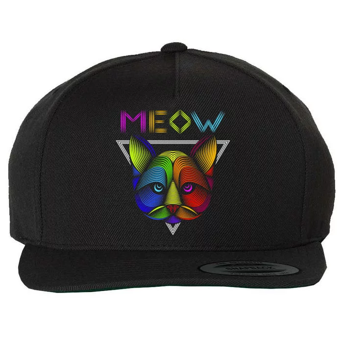 Meow Cat Neon Wool Snapback Cap