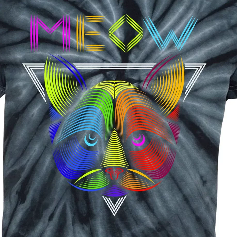 Meow Cat Neon Kids Tie-Dye T-Shirt