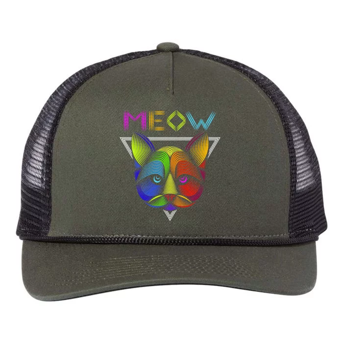 Meow Cat Neon Retro Rope Trucker Hat Cap