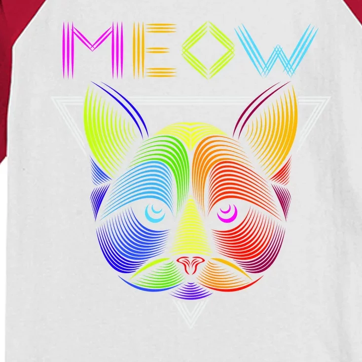 Meow Cat Neon Kids Colorblock Raglan Jersey