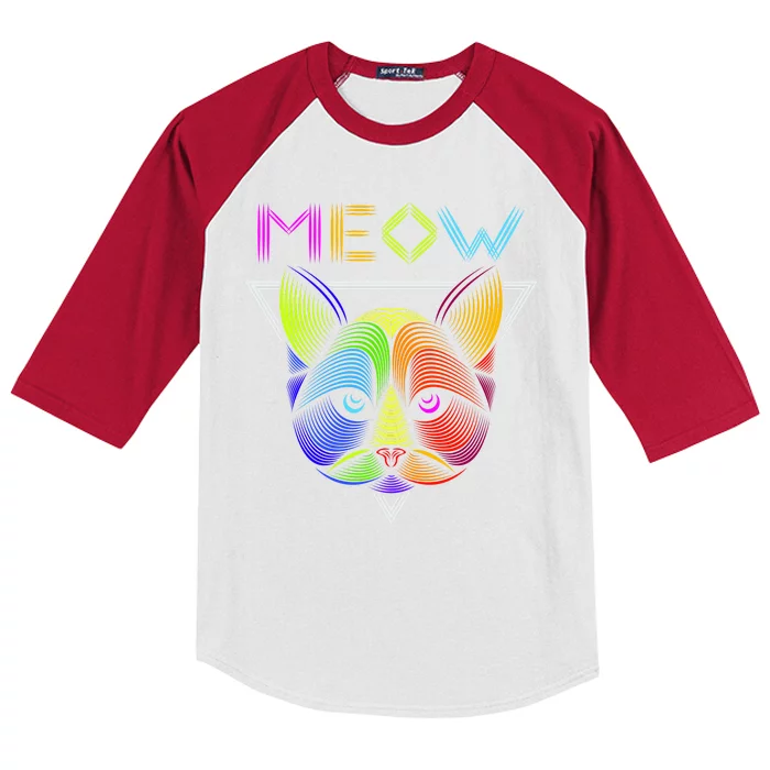 Meow Cat Neon Kids Colorblock Raglan Jersey