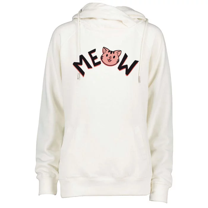 Meow Kitten Face Womens Funnel Neck Pullover Hood