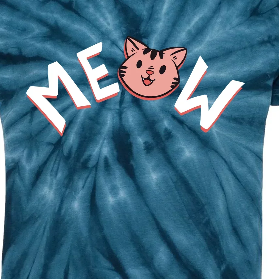 Meow Kitten Face Kids Tie-Dye T-Shirt