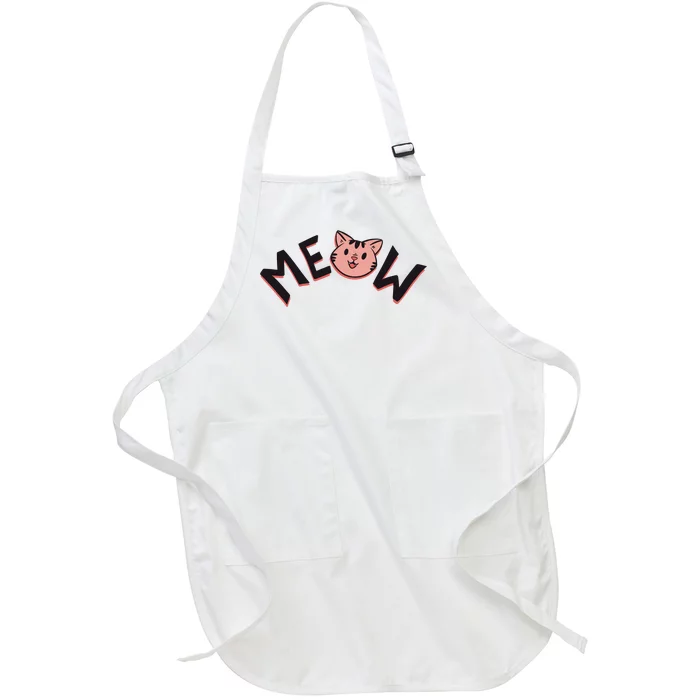 Meow Kitten Face Full-Length Apron With Pocket