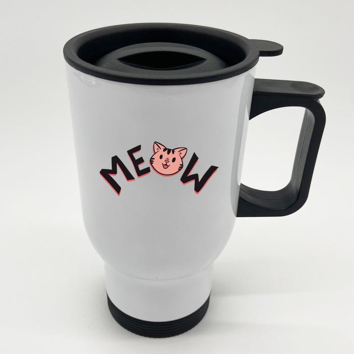 Meow Kitten Face Front & Back Stainless Steel Travel Mug