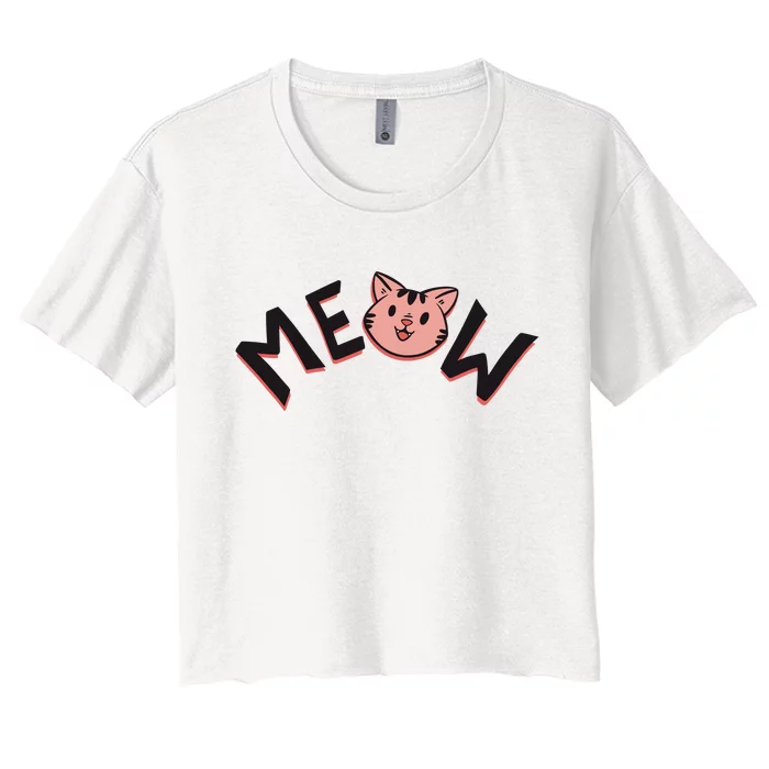 Meow Kitten Face Women's Crop Top Tee