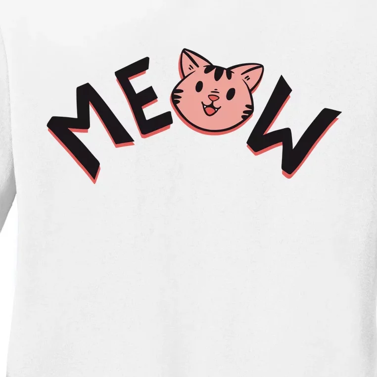 Meow Kitten Face Ladies Long Sleeve Shirt