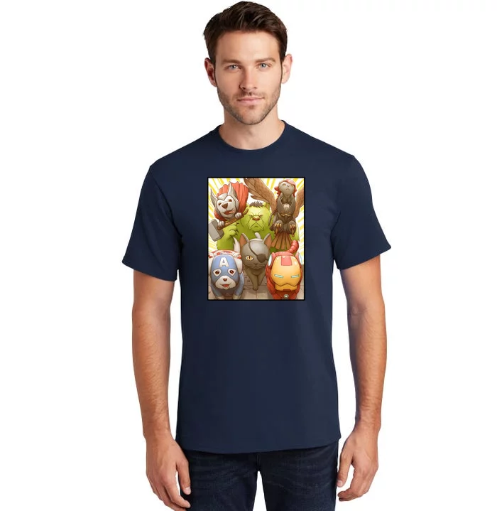 Meow Superhero Cats Comic Movie Spoof Tall T-Shirt