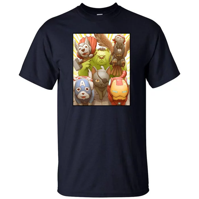 Meow Superhero Cats Comic Movie Spoof Tall T-Shirt