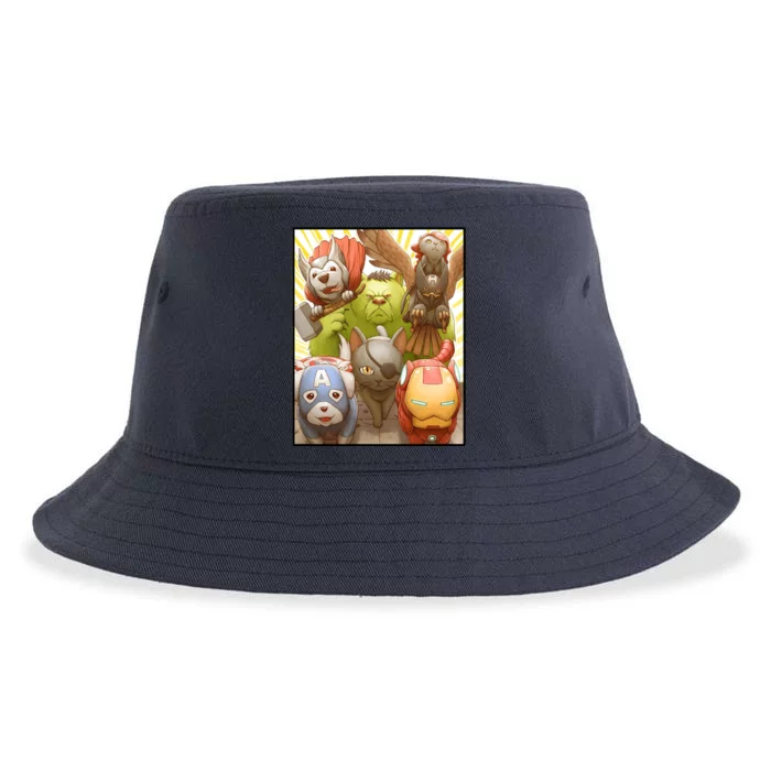 Meow Superhero Cats Comic Movie Spoof Sustainable Bucket Hat