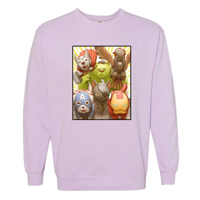 Meow Superhero Cats Comic Movie Spoof Garment-Dyed Sweatshirt