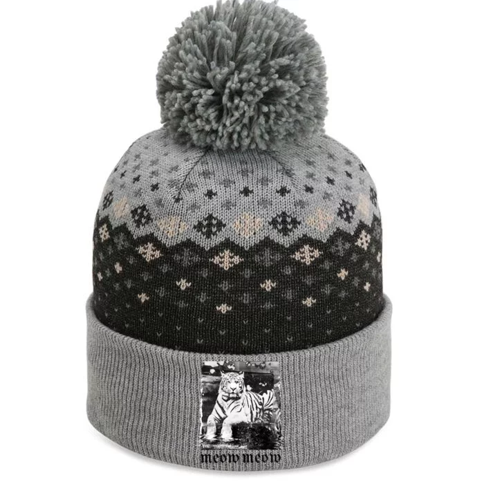 Meow Tiger Glitch The Baniff Cuffed Pom Beanie