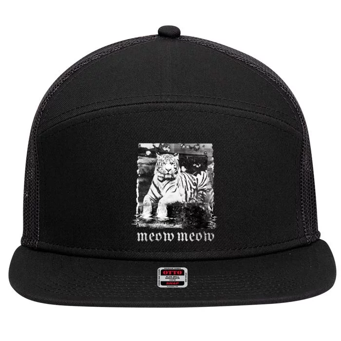 Meow Tiger Glitch 7 Panel Mesh Trucker Snapback Hat