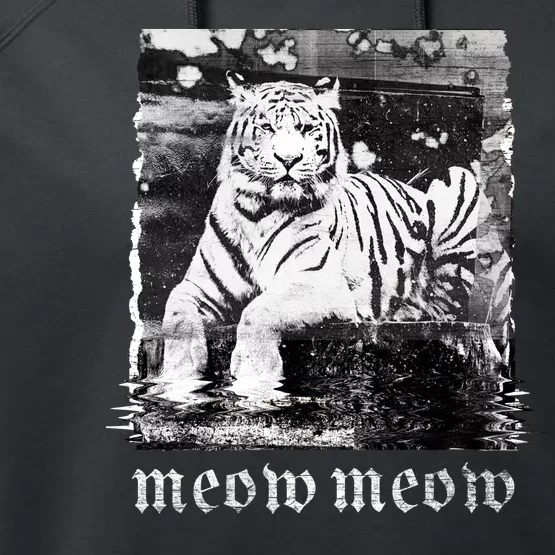 Meow Tiger Glitch Performance Fleece Hoodie