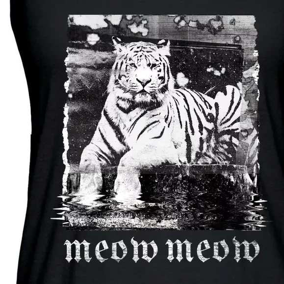 Meow Tiger Glitch Ladies Essential Flowy Tank