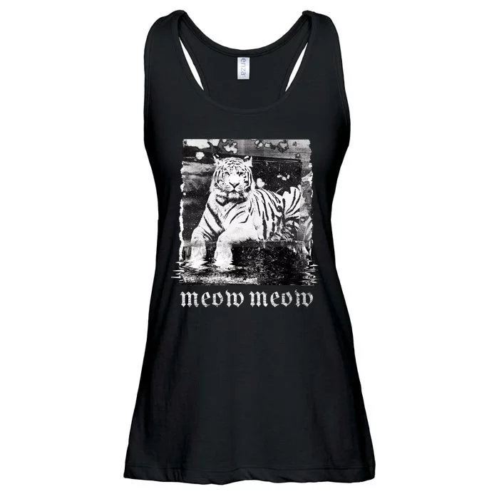 Meow Tiger Glitch Ladies Essential Flowy Tank