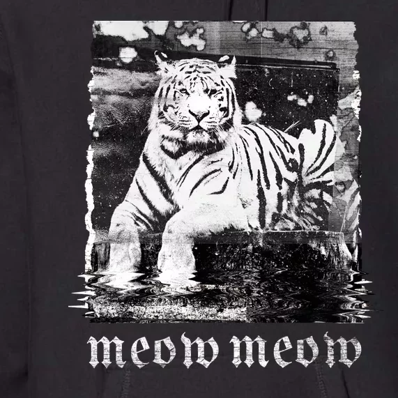 Meow Tiger Glitch Premium Hoodie