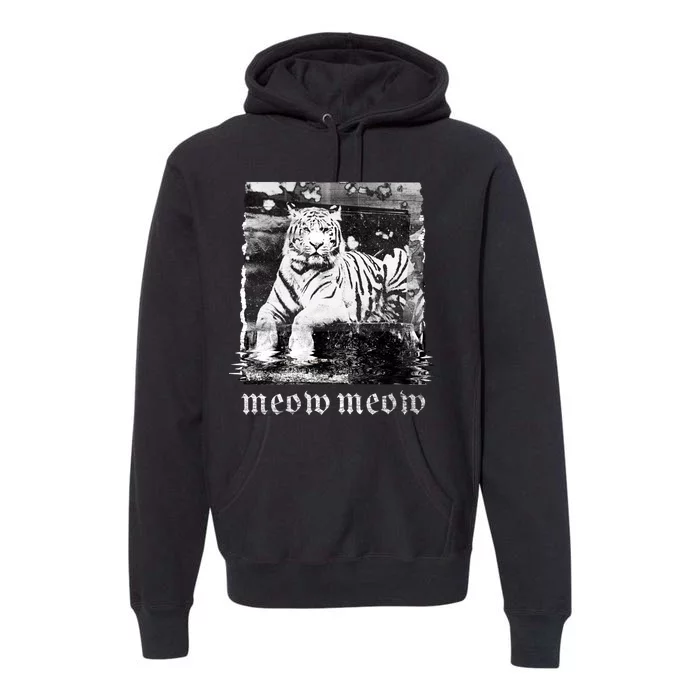 Meow Tiger Glitch Premium Hoodie