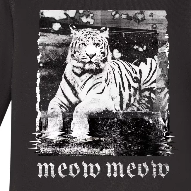 Meow Tiger Glitch Baby Long Sleeve Bodysuit