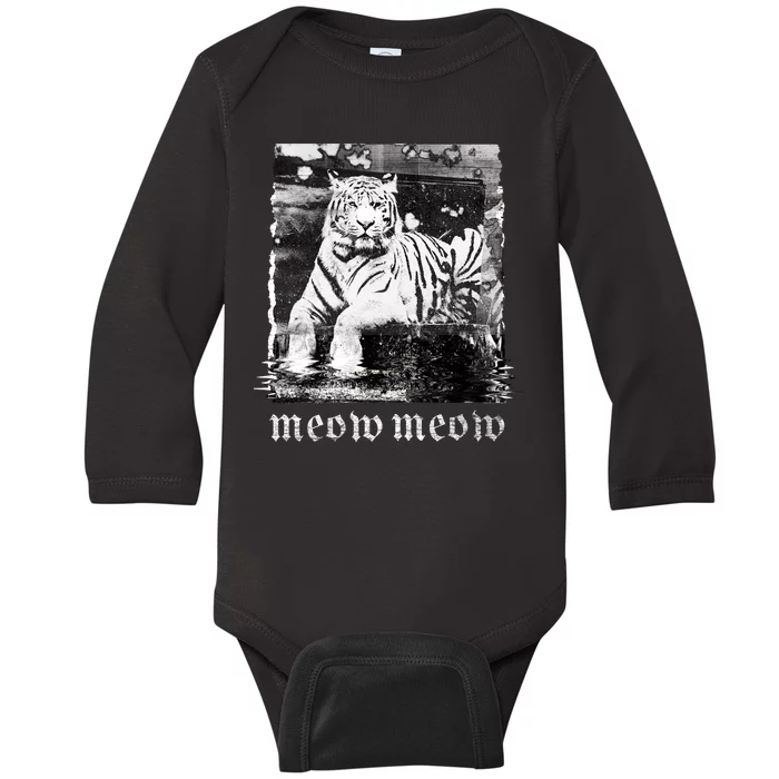 Meow Tiger Glitch Baby Long Sleeve Bodysuit