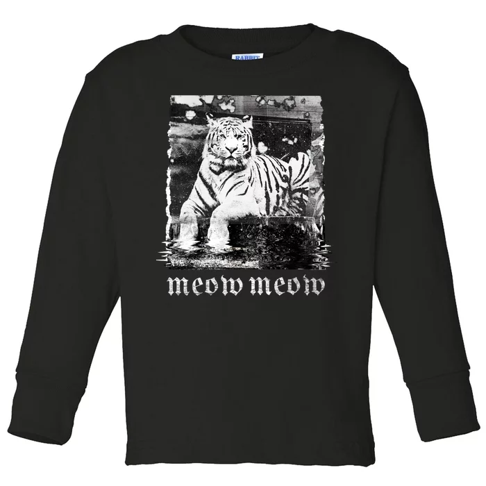 Meow Tiger Glitch Toddler Long Sleeve Shirt