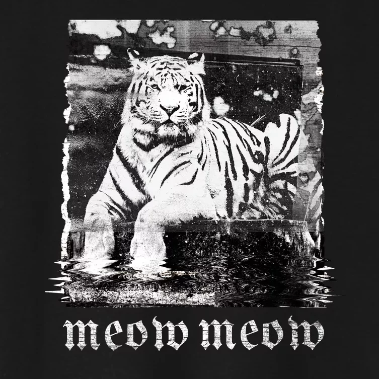 Meow Tiger Glitch Women's Crop Top Tee